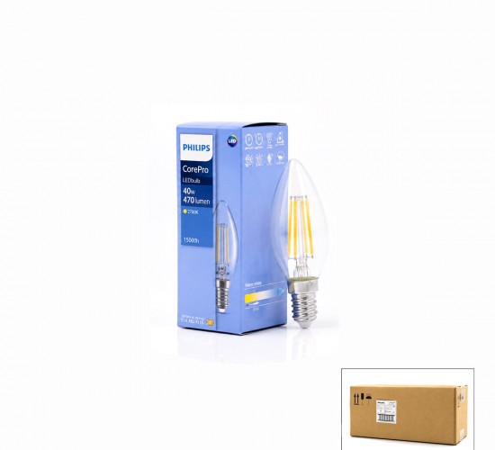 PHILIPS-347267 00 COREPRO ( 2700K & E14 ) ( 4.3W = 40W & E27 ) ( LED FİLAMENT & RUSTİK AMPUL ) LAMBA ( 470 LUMEN ) ( CAM GÖVDE )*10=K