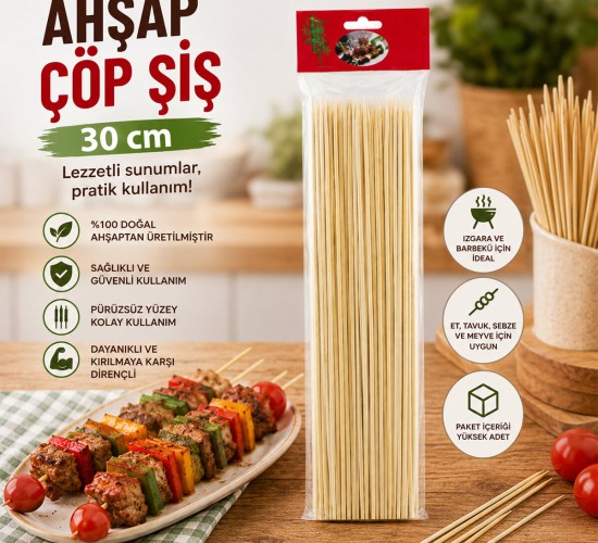 ENFA RA-329 AHŞAP ÇÖP ŞİŞ ( 30CM ) ( 46PCS )*10X20