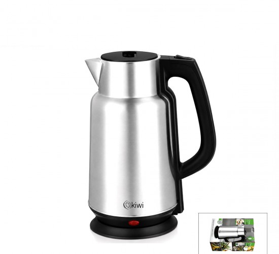 KİWİ KK-3334 ( ÇELİK & SÜRAHİ MODEL ) KETTLE ELEKTRİKLİ SU ISITICISI ( PASLANMAZ ÇELİK GİZLİ REZİSTANS ) ( 360° ) ( 2.2LT ) ( 1500W )*12