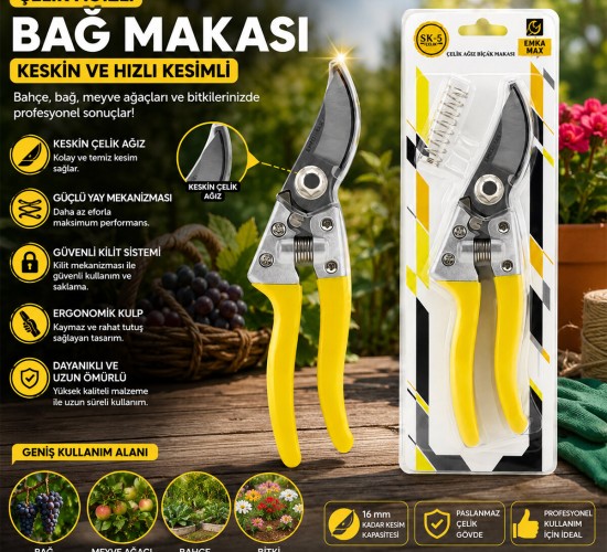 EMKA 5523-144 ÇELİK AĞIZLI BAĞ MAKAS*144
