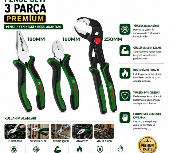 BOSCH-1 600 A02 W7J ( 427 )( 3PCS ) PREMIUM PENSE SETİ ( 10