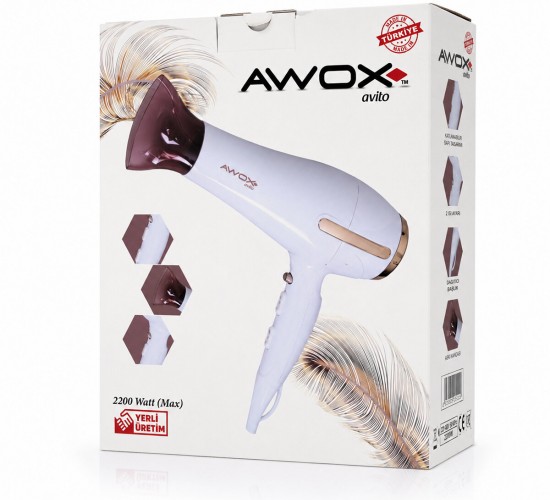 AWOX 1407 ( BEYAZ ) AVİTO SAÇ KURUTMA MAKİNESİ 2200W*12