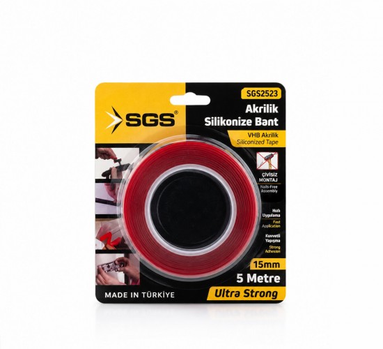 SGS-2523 ( 15MMX5YRD ) VHB AKRİLİK SİLİKONİZE BANT (ÇİFT TARAFLI BANT)*40