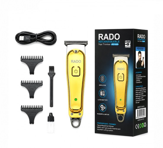 RADO RD-3638 ( SARI METAL KAPLAMA & USB SARJLI & T BIÇAK) ( 3 KESİM TARAK & YAĞ ŞİŞE & TEMİZLEME FIRÇA ) SAÇ SAKAL KESME & TRAŞ MAKİNE*60