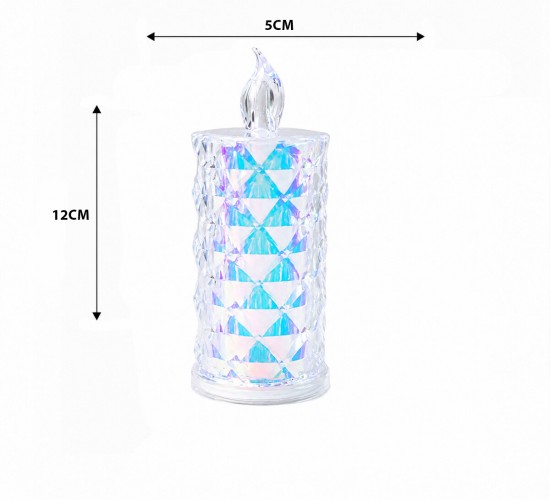 LED CANDLE LAMP YAKUT-13636 ( ORTA BOY= ÇAP:5CM & Y: 12CM ) ( PİLLİ ) LED MUM ( MİKA KRİSTAL PLASTİK )*12X30