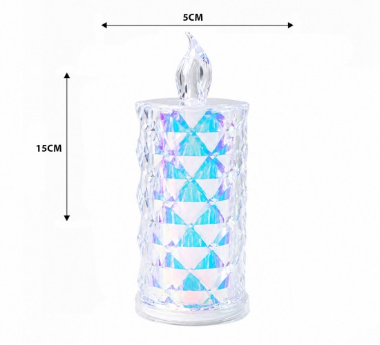 LED CANDLE KAMP YAKUT-13637 ( BÜYÜK BOY= ÇAP:5CM & Y: 16CM ) ( PİLLİ ) LED MUM ( MİKA KRİSTAL PLASTİK )*12X20