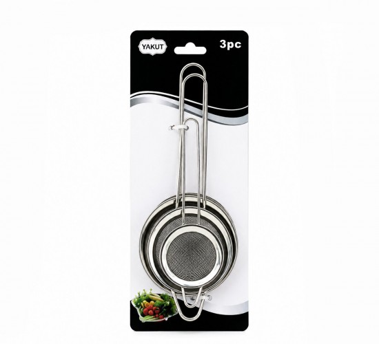 YAKUT-9791 ( 3PCS SET ) ( MİNİ= 5-7-8CM ) TEL SÜZGEÇ ( METAL ÇERÇECE ) ( METAL SAP=8.5-10.5-10.5CM )*144