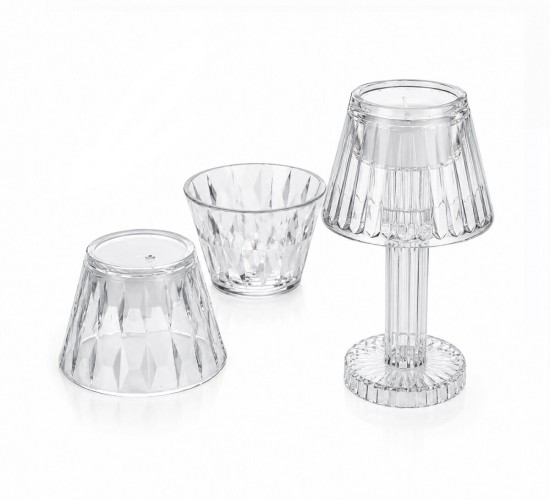 YAKUT-9878  KRİSTAL DAMLALI MUMLUK & MASA LAMBA ABAJUR MİNİ PİLLİ*24X20