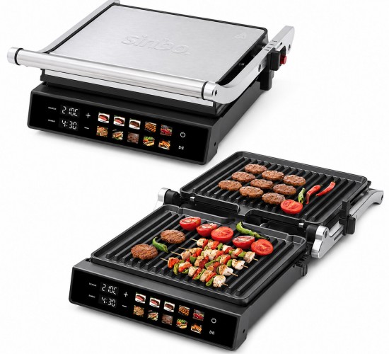 SİNBO SSM-2597 IZGARA VE TOST MAKİNES İ ( 4 DİLİM ) ( YAPIŞMAZ YÜZEY ) ( DOKUNMATİK DİJİTAL EKRAN & 2000W)*2