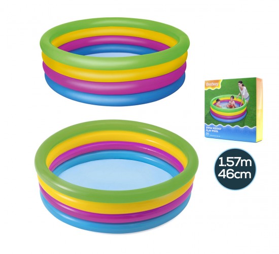 BESTWAY-51117 ( 4 HALKA ) ( 522 LT ) YUVARLAK ÇOCUK RENKLİ ŞİŞME HAVUZ ( 1.57X46CM ) ( 3+YAŞ)*6=K
