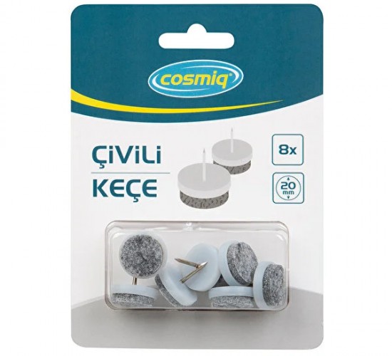 COSMİG ÇİVİLİ MOBİLYA KEÇESİ 20 MM BEYAZ 8'Lİ