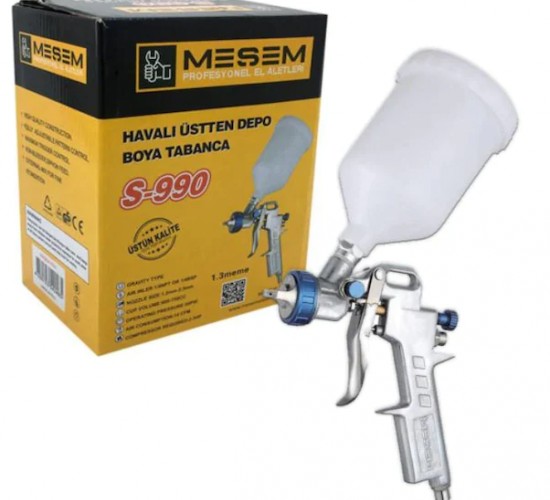 MEŞEM S-990 HAVALI ÜSTTEN DEPO BOYA TABANCASI 1.3 MM
