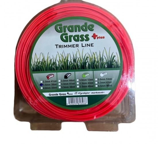 GRANDE GRASS MİSİNA 3.50MM*38 METRE ÜÇGEN KIRMIZI