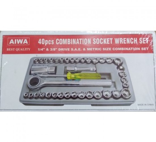 AIWA ( 40PCS ) LOKMA TAKIMI ( PLASTİK KUTULU ) COMBINATION SOCKET WRENCH SET