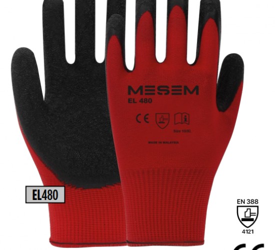 MEŞEM KIRMIZI LATEX 1/2 ELDİVEN 10 NUMARA EL480*12X