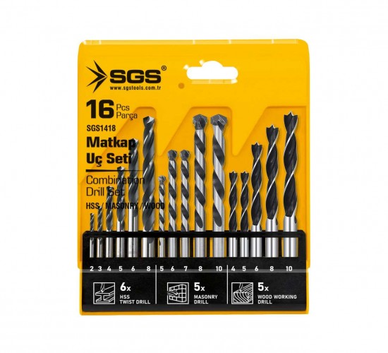 SGS 16 PARÇA AHŞAP/METAL/BETON MATKAP UCU SETİ SGS1418