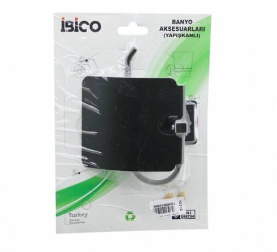 İBİCO BANYO BNY-703G ( SİYAH ) ( METAL ) ( GENİŞ KAPAK ) ( WC KAĞITLIK ) ( YAPIŞKANLI MONTAJ )*50