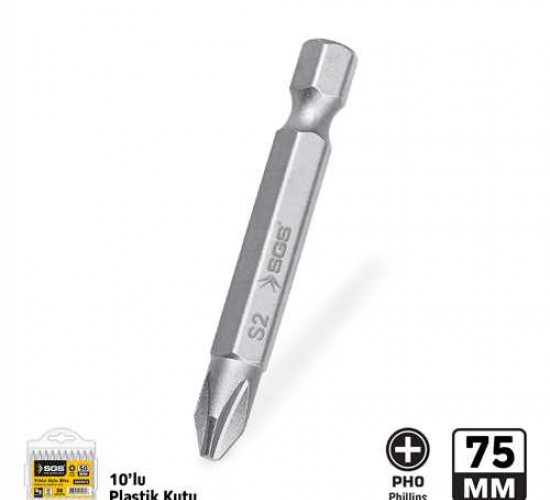 SGS YILDIZ UÇLU BİTS S2 PH0*75 MM*10X  SGS3901