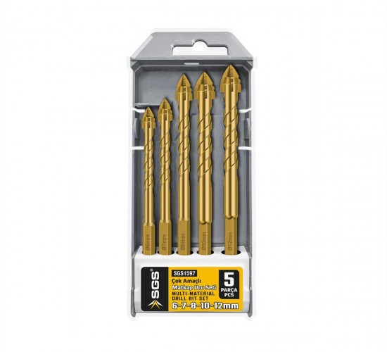 SGS 5 PARÇA ÇOK AMAÇLI MATKAP UCU SETİ 6-7-8-10-12 MM SGS1597