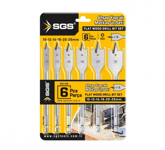 SGS 6 PARÇA AHŞAP YAPRAK MATKAP UCU SETİ SGS1480