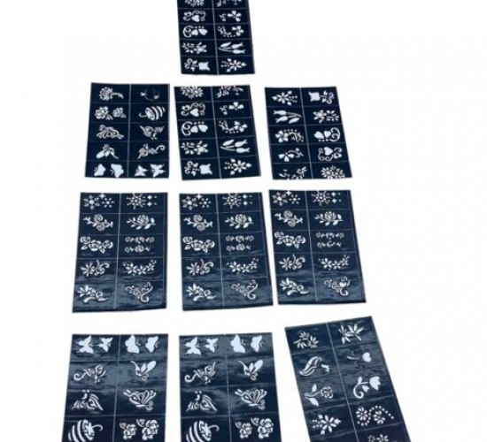 İBİCO ( ÇİÇEKLİ ) ( 10X14CM ) TÜP KINA DESEN ÇIKARTMA ŞABLONU ( 12PCS )*1X600
