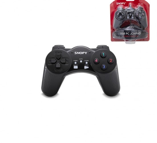 SNOPY SG-103 ( JOYPAD & GAMEPAD ) SİYAH OYUN KOLU ( USB KABLO ) ( 13 DÜĞME & 8 YÖN TETİKLEYİCİ ) ( 1.5MT KABLO )*60