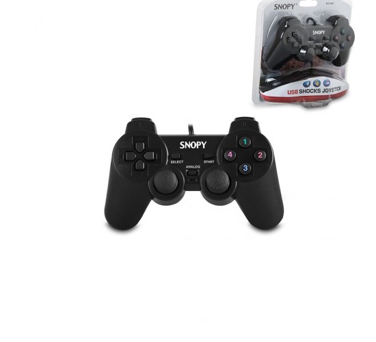 SNOPY SG-401 PS3 SİYAH OYUN KOLU ANALOG ( TİTREŞİMLİ ) ( USB KABLO ) ( 15 TUŞ & 2 ANALOG & 8 YÖN TETİKLEYİCİ ) ( 1.8MT KABLO )*50