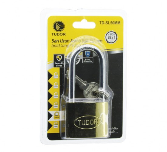 TUDOR TD-SL50MM ( VAKUMLU ) ( 50MM & SARI ) ( UZUN KANCALI ) ASMA KİLİT*12X8