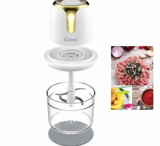 KİWİ KC-8221 ( USB TO TYPE-C ŞARJLI MİNİ ) ( 3 BIÇAKLI ) GOLD BLENDER RONDO GIDA DOĞRAYICI ( 1.2LT=MİKA KRİSTAL HAZNE )*6