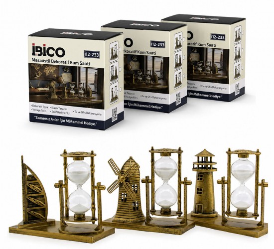 İBİCO İ12-233 MASAÜSTÜ DEKORATİF KUM SAATİ PLASTİK & SÜS EŞYASI*60