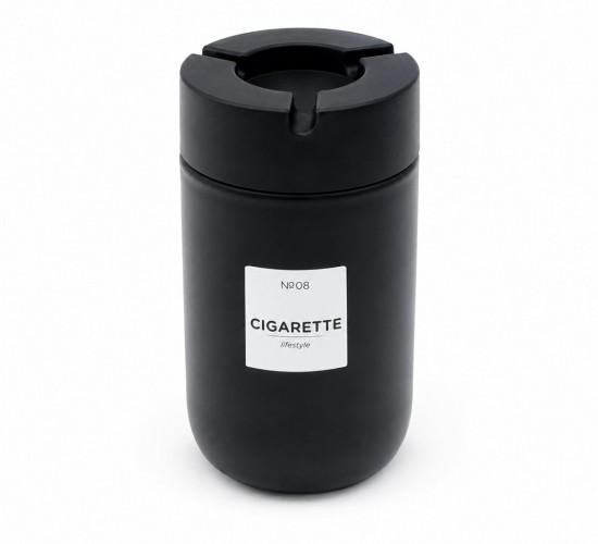 QLUX C-00570 ( 660CC ) ( SİYAH CAM ) ( SİYAH PLASTİK KAPAK ) KÜLLÜK ( NO-08 CIGARETTE & KÜL TABLASI )*12=K