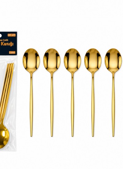 İBİCO İ22-437 ( 6PCS ) ( GOLD ) YEMEK KAŞIK SETİ ( 21CM )*10X10