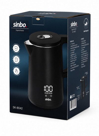 SİNBO SK-8042 ( 1.8L ) ( 1500W ) ( PLASTİK KAPAK & DOKUNMATİK EKRAN ) DİJİTAL KETTLE SU ISITICISI ( KABLOSUZ KULLANIM )*6