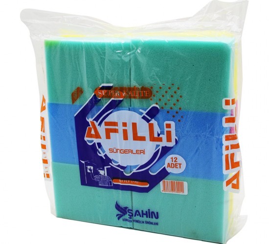ŞAHİN AFİLLİ KOD-190 ( KÜÇÜK=16.5 X 11.5 X 3.8CM ) ( RENKLİ ) ( TEMİZLİK ) SÜNGERİ*12X24