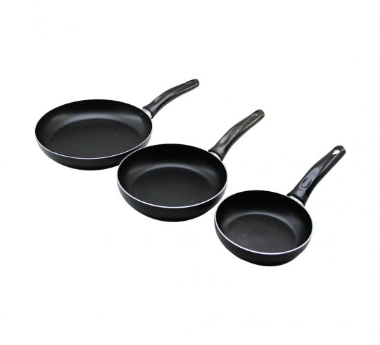 TAVACI ASMİN ( 3PCS ) ( TEFLON ) TAVA SETİ ( SİYAH BAKALİT SAPLI  ) ( 16-20-24CM )*20