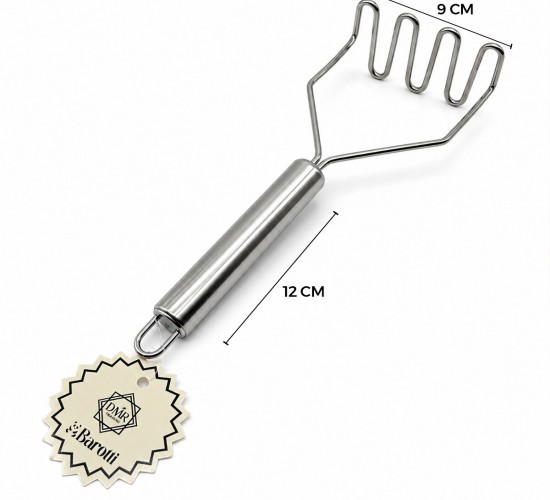 BAROTTİ DMR-2126 ( YAY ŞEKİL & ZİGZAG ) ( ÇAP : 9CM ) ( METAL SAPLI = 12CM ) ( METAL ) PATATES EZİCİ ( TOPLAM UZUNLUK : 23CM )*12X12