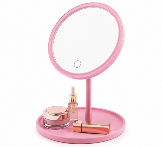 BAROTTİ DMR-9050 ( YUVARLAK  ) ( USB ŞARJLI ) ( 3 KADEME ) DOKUNMATİK LED MAKYAJ AYNASI (17.5CM&17.5CM) (360°) (RENKLİ PLS.) (TAKILIK SEPETLİ=17X17CM AYAK=15CM)*60
