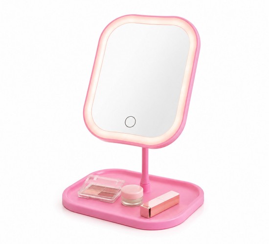 BAROTTİ DMR-9051 ( KARE & OVAL KÖŞELİ ) ( USB ŞARJLI ) ( 3 KADEME ) DOKUNMATİK LED MAKYAJ AYNASI (18.5X14.7CM) ( 360° ) (RENKLİ PLS.) (TAKILIK SEPETLİ=13.5X18CM AYAK=17.5CM)*60