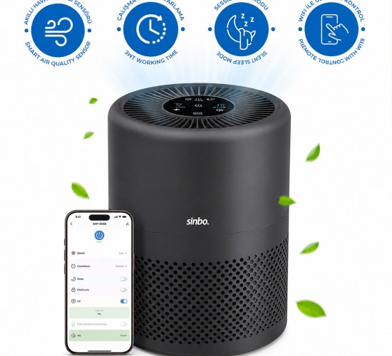 SİNBO SAP-5508 HAVA TEMİZLEME CİHAZI ( ANTRASİT GRİ ) ( 3 KADEME FİLTRELEME ) ( OTOMATİK FAN ) ( UV AYDINLATMA ) ( SESSİZ UYKU MOD ) ( WİFİ UZAKTAN KONTROL )*2