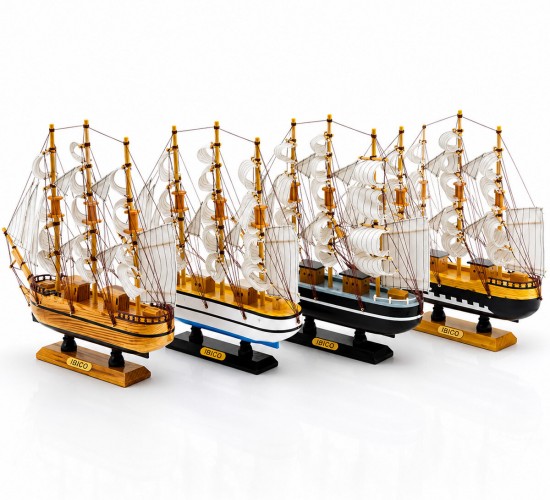 İBİCO İ12-236 ( BÜYÜK ) ( UZUNLUK : 36CM & GENİŞLİK : 38.5CM ) MASAÜSTÜ DEKORATİF ( AHŞAP ) YELKENLİ GEMİ SÜS EŞYASI*16