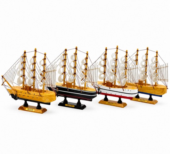 İBİCO İ12-239 ( KÜÇÜK ) ( UZUNLUK : 20CM & GENİŞLİK : 21CM ) MASAÜSTÜ DEKORATİF ( AHŞAP ) YELKENLİ GEMİ SÜS EŞYASI*48