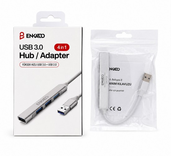 ENKADO EKD-UH60 ( USB 3.0 GİRİŞ ) ( 4IN1 ) USB ÇOĞALTICI ( 4 ANAHTARLI PORT & HI-SPEED ) ( USB 3.0 & USB 2.0) HUB ADAPTÖR*50