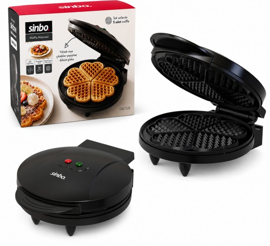 SİNBO SSM-2595 ( DÖKÜM ) BELÇİKA WAFFLE MAKİNESİ ( ELEKTRİKLİ ) ( 5 WAFFLE ) ( YAPIŞMAZ YÜZEY ) ( 850W )*8