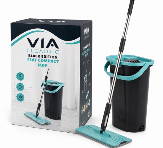 VIA VMT-213 ( 10LT ) ( 360°DÖNEBİLİR SAP & MİKROFİBER BEZ ) KOVA MOP TEMİZLİK SETİ*1
