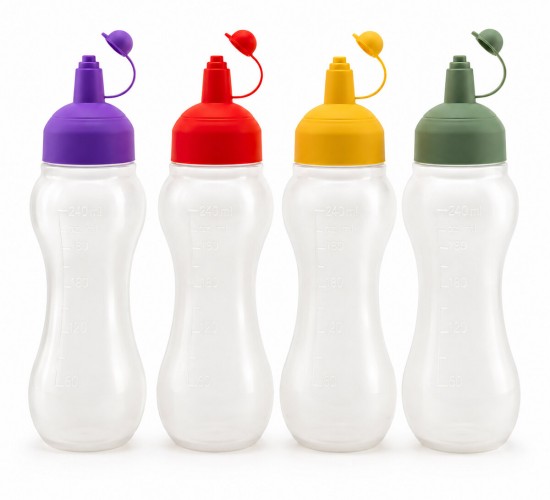 ROTTO RT-111 ( 700ML ) ( YAĞDANLIK & SOSLUK ) (ŞEFFAF & PLASTİK ŞİŞE ) (RENKLİ KAPAK) ( ÖLÇEKLİ ) ( KETÇAP & MAYONEZ )*24=K