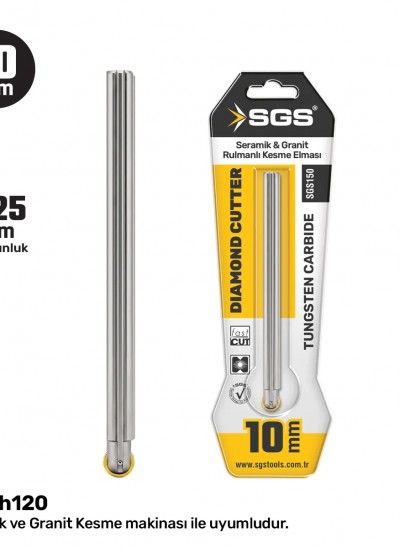 SGS SERAMİK-GRANİT KESME ELMASI 10MM RULMANLI UZUN SGS150