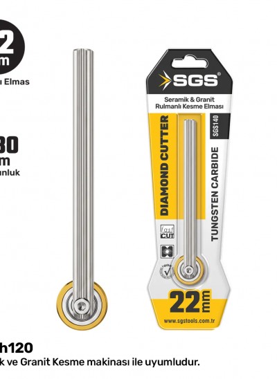 SGS SERAMİK-GRANİT KESME ELMASI 22MM RULMANLI UZUN SGS140