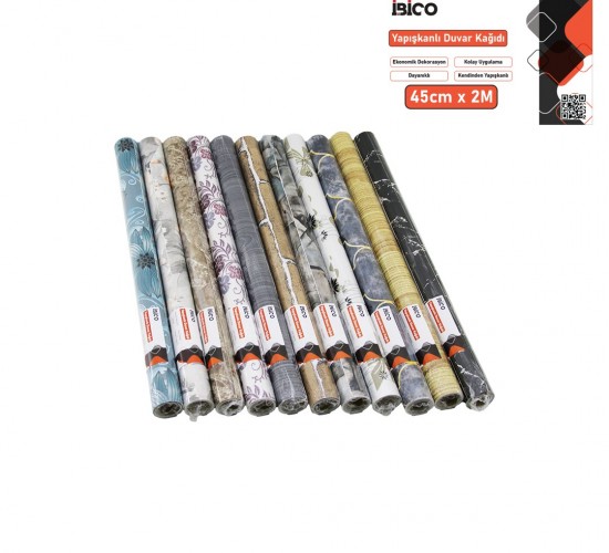 İBİCO İ13-070 ( 2MT X 45CM ) MİX DESENLİ FOLYO DUVAR KAĞIT ( KENDİNDEN YAPIŞKANLI & EKO DEKORASYON & DAYANIKLI )*120