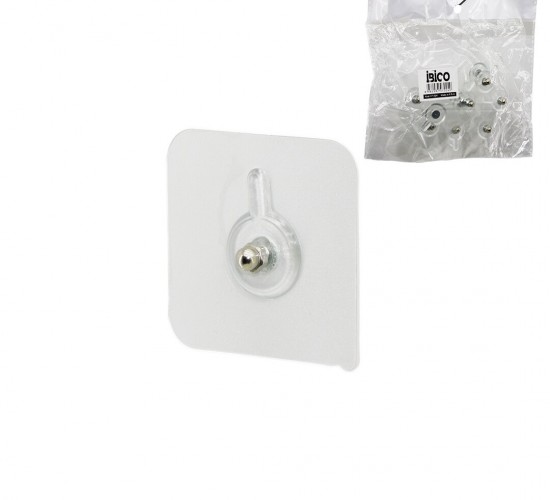İBİCO İ17-024 ( 10PCS ) ASKI ( TEK DÜĞME=MİKA KRİSTAL PLASTİK ) ASKI ( ŞEFFAF PVC YAPIŞKANLI MONTAJ )*25X12