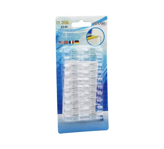 İBİCO İ10-014 CY-20 ( 20PCS ) ( İNCE KABLO ) KABLO TUTUCU KLİPS (YAPIŞKANLI) ( ŞEFFAF PLASTİK MİKA KRİSTAL )*20X25